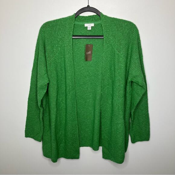 NWT J. JILL Essential Open-Front Cardigan Sweater Green Medium Petite MP - Picture 1 of 5
